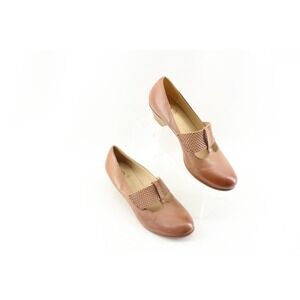 GIDIGIO BROWN LEATHER MARY JANE SLIP ON SHOES HEELS SIZE 41 EU MADE IN ITALY